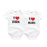Kiddiezoom 2 Pack I Love Papa Mama Baby Bodysuits 100% Cotton Soft Newborn Onesies for Boys and Girls