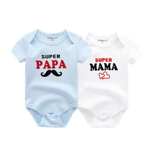 Kiddiezoom 2 Pack I Love Papa Mama Baby Bodysuits 100% Cotton Soft Newborn Onesies for Boys and Girls - BDS2032 / 12M