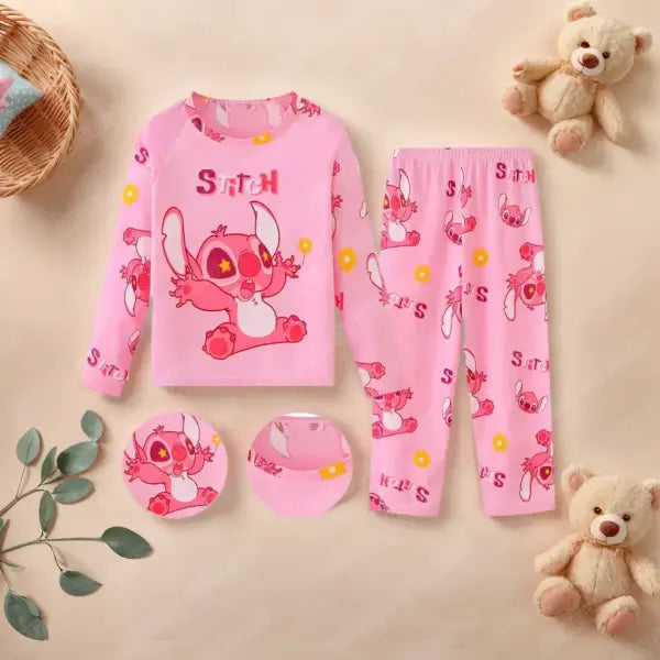 Kids Stitch Character Pajama Set - 2-Piece Long Sleeve Sleepwear for Boys & Girls - SKY BLUE / 16(125-135cm)