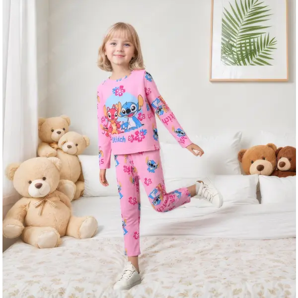 Kids Anime Stitch Pajamas 2pcs set for Boys Girls Home Wear Kids Casual Sleepwear Long Sleeve Pajamas Sets Suit Cute