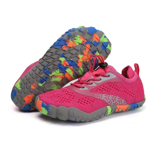 Kids Aqua Shoes Breathable Mesh Upper Quick Dry Swimming Sneakers - EX-23106-Rose red / 35