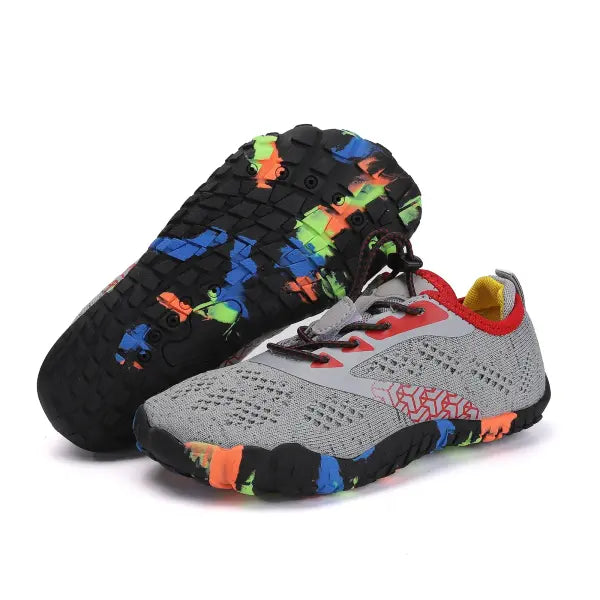 Kids Aqua Shoes Breathable Mesh Upper Quick Dry Swimming Sneakers - EX-23106-Light grey / 38