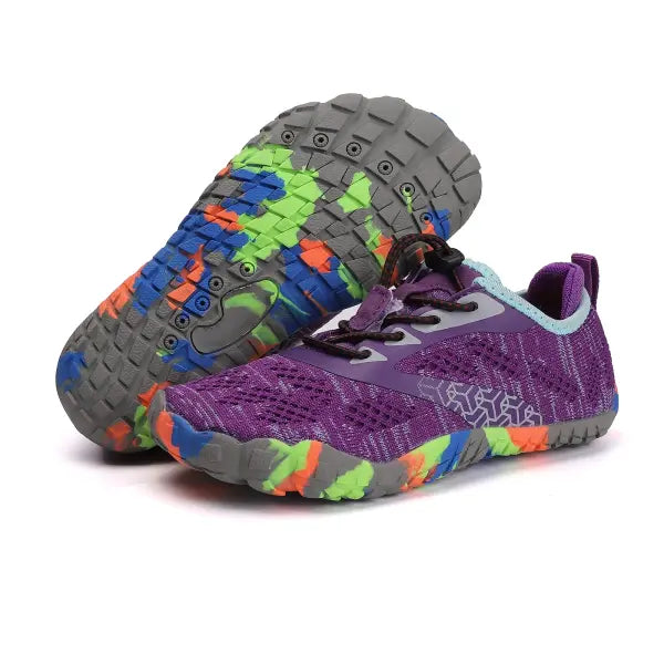 Kids Aqua Shoes Breathable Mesh Upper Quick Dry Swimming Sneakers - EX-23106-Purple / 28
