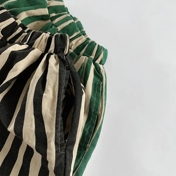 Kids Cotton Striped Calf-Length Pants – Breathable Summer Trousers for Boys & Girls - Himpall