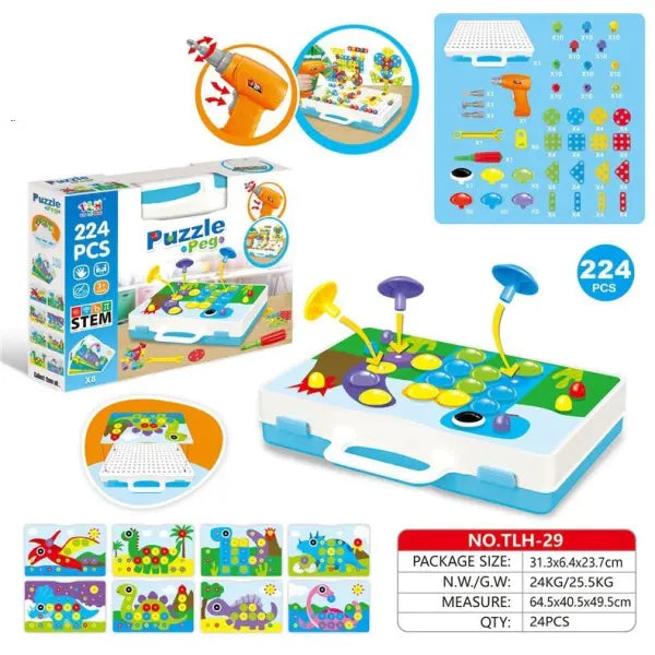 Kids’ Creative Drill & Screw Building Set – Colorful Educational Construction Toy - 224pc color packing - Hair Remover