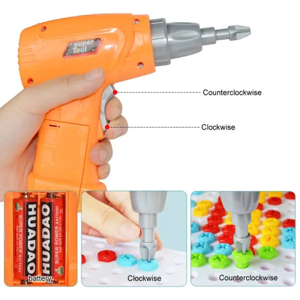 Kids’ Creative Drill & Screw Building Set – Colorful Educational Construction Toy - Hair Remover