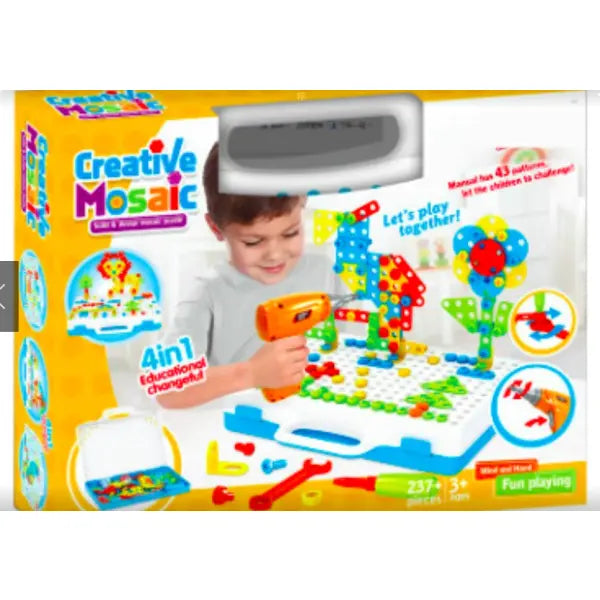 Kids’ Creative Drill & Screw Building Set – Colorful Educational Construction Toy - 237pc English - Hair Remover