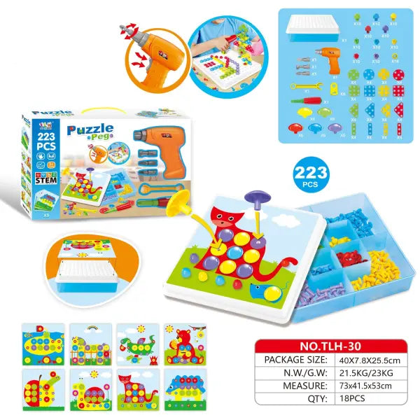 Kids’ Creative Drill & Screw Building Set – Colorful Educational Construction Toy - 223pc color packing - Hair Remover