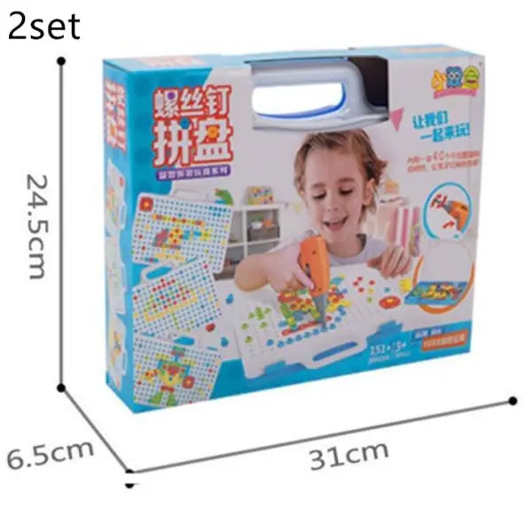 Kids’ Creative Drill & Screw Building Set – Colorful Educational Construction Toy - 151pc color packing 2 set - Hair