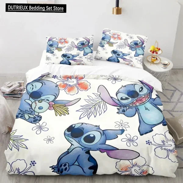Kids Kawaii Stitch Cartoon Bedding Set - Duvet Cover & Pillowcase - Himpall