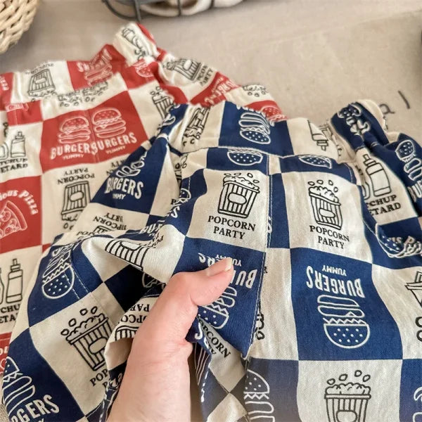 Kids Plaid Print Cotton Shorts – Breathable Wide-Leg Summer Trousers for Boys & Girls - Himpall