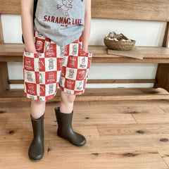 Kids Plaid Print Cotton Shorts – Breathable Wide-Leg Summer Trousers for Boys & Girls - Himpall