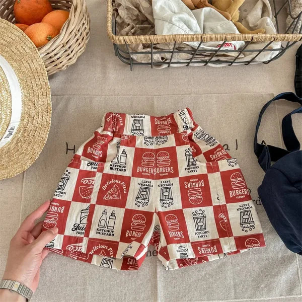 Kids Plaid Print Cotton Shorts – Breathable Wide-Leg Summer Trousers for Boys & Girls - Himpall