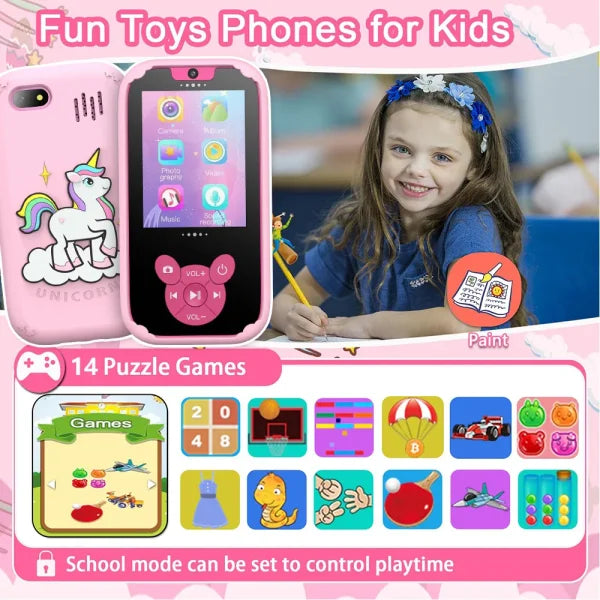 Kids Smart Phone Educational Toy with Dual Camera and Music Player - Himpall