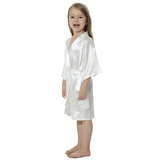 Kids Solid Satin Rayon Kimono Robe Bridesmaid Solid Bathrobe Children Nightgown Sleepwear Dressing Gown
