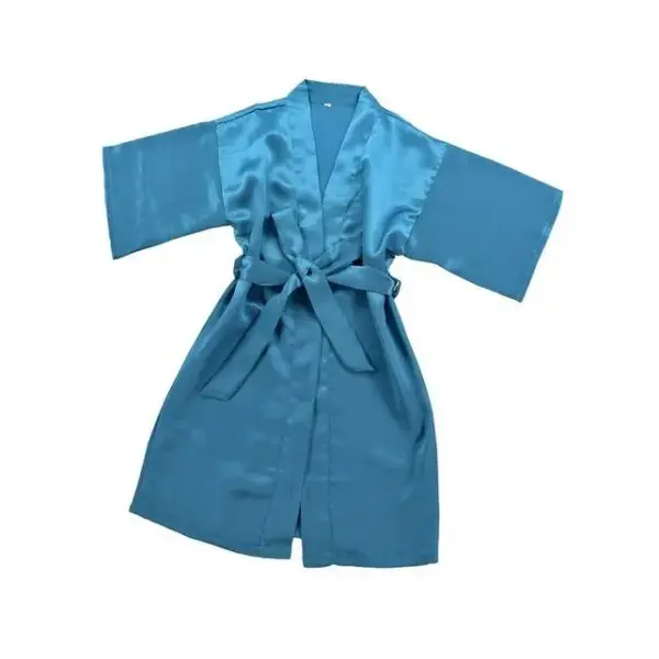 Kids Solid Satin Rayon Kimono Robe Bridesmaid Solid Bathrobe Children Nightgown Sleepwear Dressing Gown