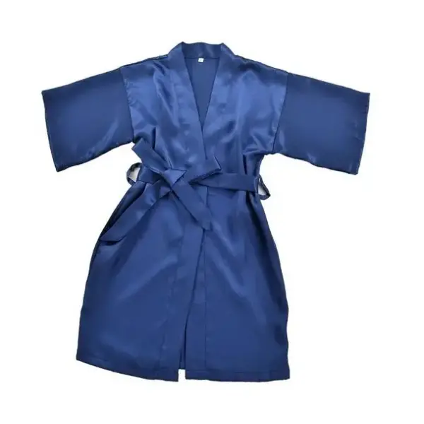 Kids Solid Satin Rayon Kimono Robe Bridesmaid Solid Bathrobe Children Nightgown Sleepwear Dressing Gown