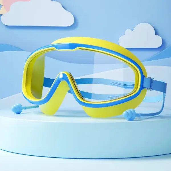 Kids Swimming Goggles Big Frame Multi-color HD View Beach Function - Blue-yellow06