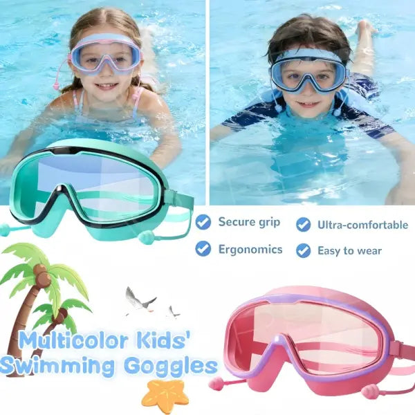 Kids Swimming Goggles Big Frame Multi-color HD View Beach Function