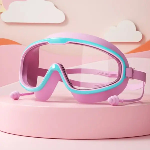 Kids Swimming Goggles Big Frame Multi-color HD View Beach Function - Sky Blue04
