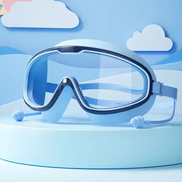 Kids Swimming Goggles Big Frame Multi-color HD View Beach Function - Dark Blue03