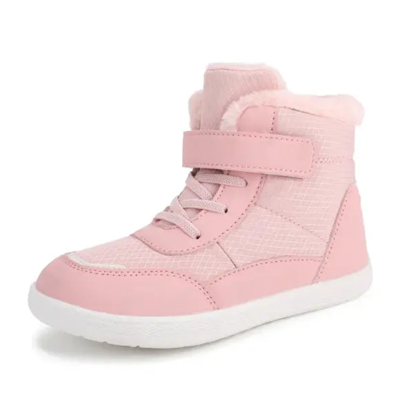 Kids Wide Toe Barefoot Snow Boots – Minimalist Winter Sneakers for Boys & Girls Warm Toddler Boots - K500-Pink / 37