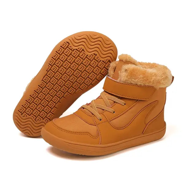 Kids Wide Toe Barefoot Snow Boots – Minimalist Winter Sneakers for Boys & Girls Warm Toddler Boots - 608-Brown / 37