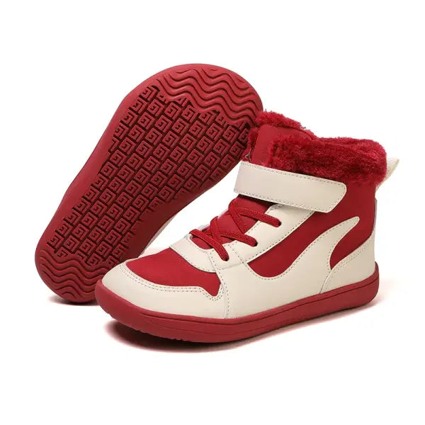 Kids Wide Toe Barefoot Snow Boots – Minimalist Winter Sneakers for Boys & Girls Warm Toddler Boots - 608-Red / 25