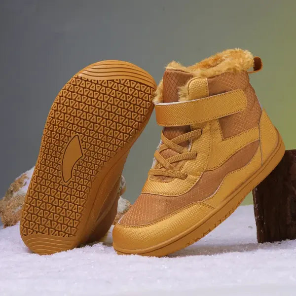 Kids Wide Toe Barefoot Snow Boots – Minimalist Winter Sneakers for Boys & Girls Warm Toddler Boots - A008-Brown / 36