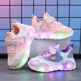 Girls Casual Shoes Mesh LED Light Pink Size 21-35