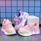 Girls Casual Shoes Mesh LED Light Pink Size 21-35