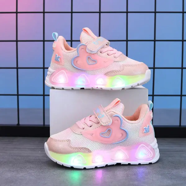 Girls Casual Shoes Mesh LED Light Pink Size 21-35 - Pink / 35-Insole 20.8 cm