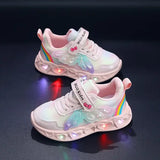 Leather LED Light Casual Shoes for Girls Size 21-30 Stylish Light Up Play