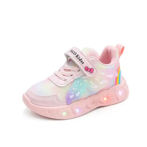 Leather LED Light Casual Shoes for Girls Size 21-30 Stylish Light Up Play