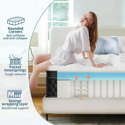 King Size 12-Inch Memory Foam Hybrid Mattress – Pressure Relief