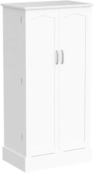Kitchen Pantry Cabinet - White Freestanding Buffet Cupboard with Doors & Adjustable Shelves - WHITE / United States