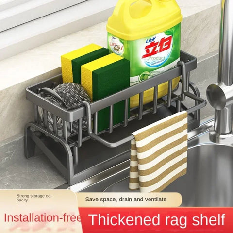 Kitchen Shelf Cleaning Cloth Storage Rack - Draining Sponge Holder for Sink