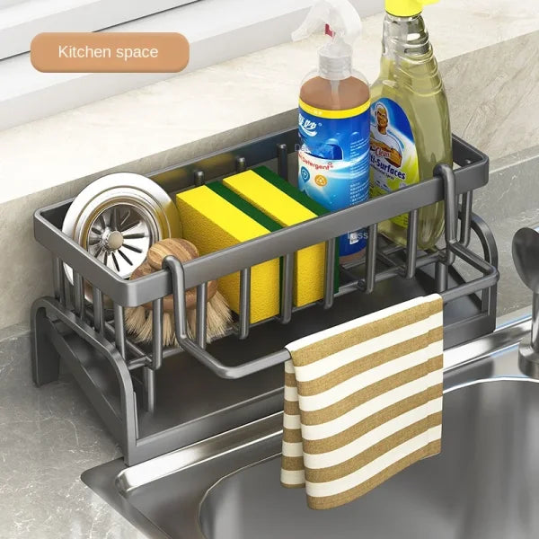 Kitchen Shelf Cleaning Cloth Storage Rack - Draining Sponge Holder for Sink