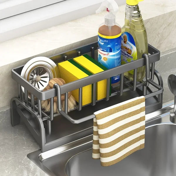 Kitchen Shelf Cleaning Cloth Storage Rack - Draining Sponge Holder for Sink