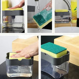 Kitchen Soap Dispenser Press with Cleaning Cloth for Dishwashing - grey