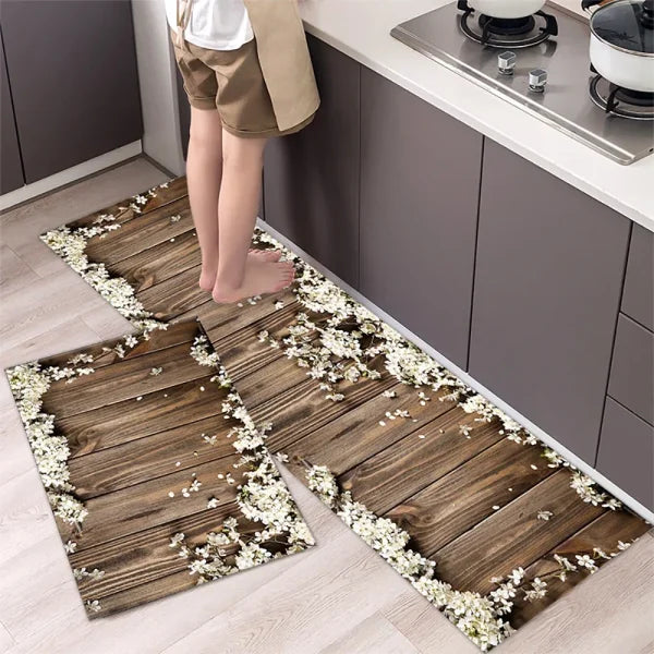 Kitchen Wood Grain Floor Mats - Non-Slip Absorbent Carpet for Bedroom & Living Room - GZN non-slip14 / 1PC40X120CM