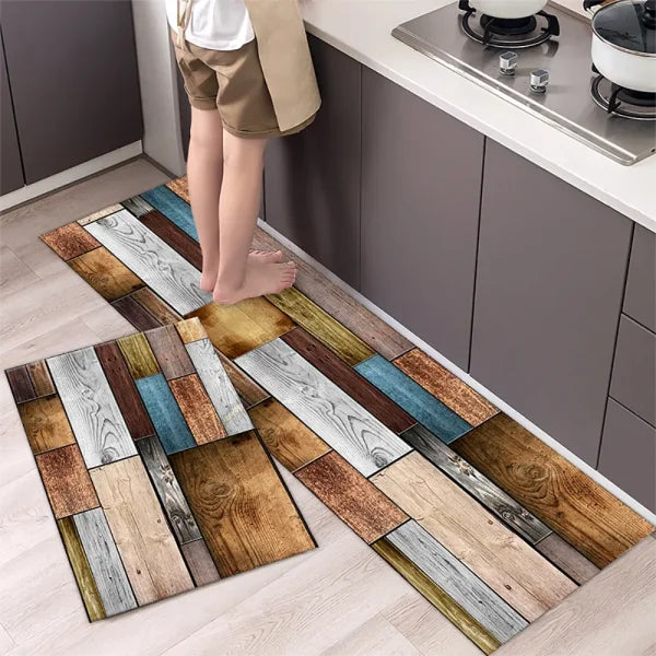 Kitchen Wood Grain Floor Mats - Non-Slip Absorbent Carpet for Bedroom & Living Room - GZN non-slip6 / 1PC40X60CM (1.3X2F