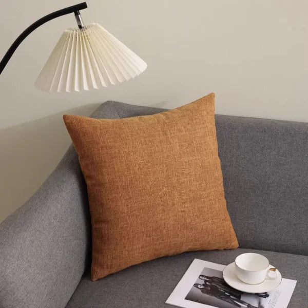 Kitinjoy Cotton Linen Cushion Covers - Decorative Sofa Pillow Cases - Brown-1pcs / 26x26inch(66x66cm) / CHINA