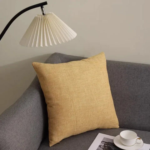 Kitinjoy Cotton Linen Cushion Covers - Decorative Sofa Pillow Cases - Yellow-1pcs / 16x24inch(40x60cm) / CHINA