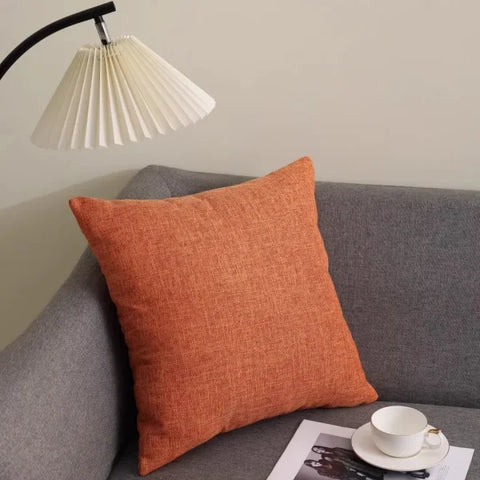 Kitinjoy Cotton Linen Cushion Covers - Decorative Sofa Pillow Cases - Orange-1pcs / 16x16inch(40x40cm) / CHINA