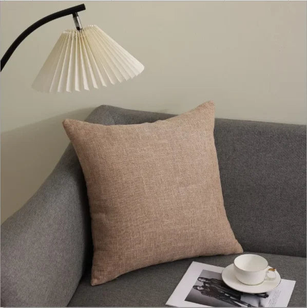 Kitinjoy Cotton Linen Cushion Covers - Decorative Sofa Pillow Cases - Khaki-1pcs / 20x28inch(50x70cm) / CHINA