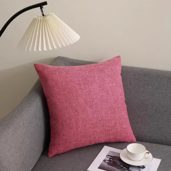 Kitinjoy Cotton Linen Cushion Covers - Decorative Sofa Pillow Cases - Pink-1pcs / 26x26inch(66x66cm) / CHINA