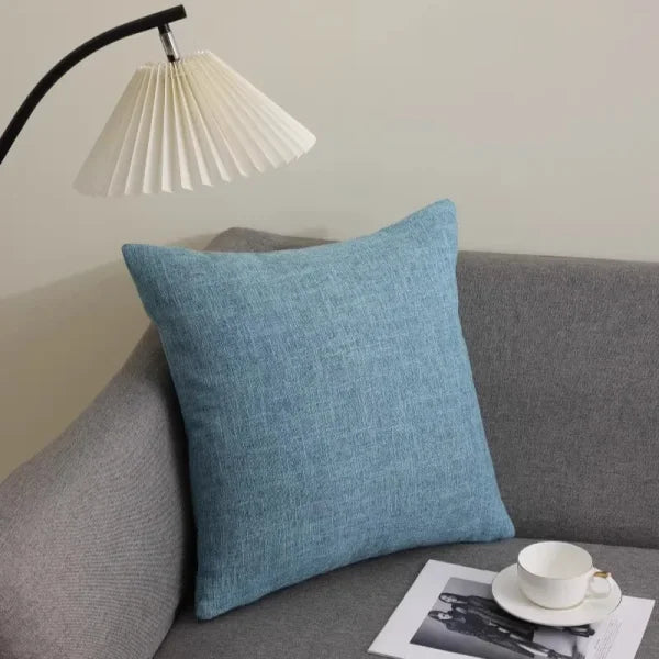 Kitinjoy Cotton Linen Cushion Covers - Decorative Sofa Pillow Cases - Blue-1pcs / 22x22inch(55x55cm) / CHINA