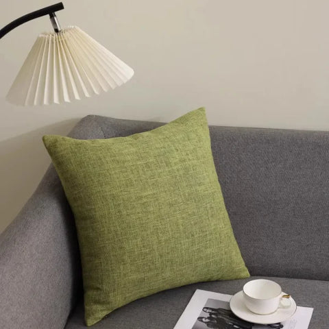 Kitinjoy Cotton Linen Cushion Covers - Decorative Sofa Pillow Cases - Green-1pcs / 26x26inch(66x66cm) / CHINA