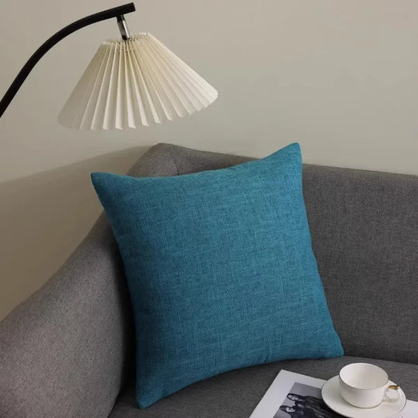 Kitinjoy Cotton Linen Cushion Covers - Decorative Sofa Pillow Cases - Deep blue-1pcs / 24x24inch(60x60cm) / CHINA